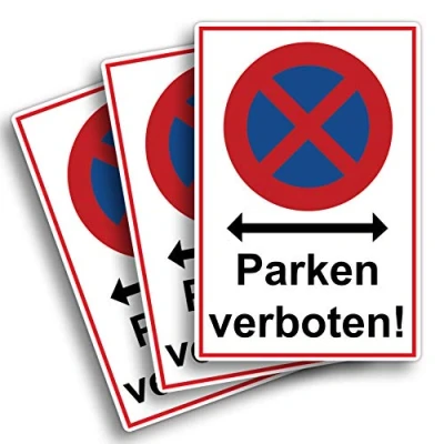 Abbildung von 3 Stück XXL Absolutes halteverbot Schild 30 x 40 cm parken verboten aus stabiler PVC Hartschaumplatte 5 mm Parkplatzschild mit UV Schutz von STROBO
