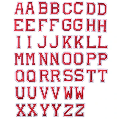 Abbildung von J.CARP 52Pcs Red Alphabet A to Z Patches, Iron on Sew Letters for Clothing, Hats, Shoes, Backpacks, Handbags, Jeans, Jackets etc.