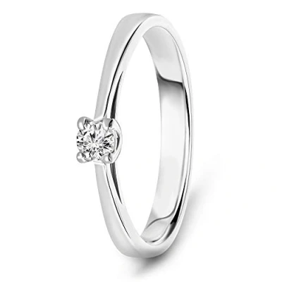 Abbildung von Miore Ring Damen 0.10 Ct Solitär Diamant Verlobungsring aus Weißgold 14 Karat / 585 Gold, Schmuck