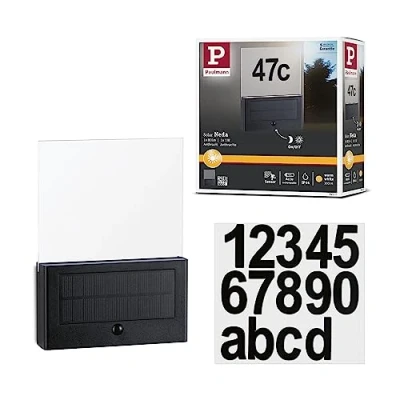 Abbildung von Paulmann 94577 LED Solar Hausnummernleuchte Neda mit Bewegungsmelder IP44 eckig incl. 1x1 W Warmweiß Anthrazit kabellos Kunststoff 3000 K