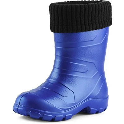 Abbildung von Ladeheid Kinder Mädchen Jungen federleichte Eva Thermo Gummistiefel gefüttert LA845KIDS (Kornblume2727c/Schwarz, 28 EU)