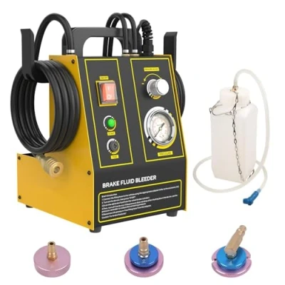 Abbildung von OURANTOOLS Bremsenentlüftergerät Auto Bremsenentlüftungsgerät Elektrisch AST605 220V Bremsflüssigkeits wechselgerät Kfz Bremsflüssigkeit Entlüfter mit 3 Adapters für alle Fahrzeuge