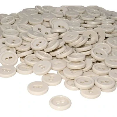 Abbildung von AERZETIX C56353 Satz von 100 Knöpfe zum nähen runden Ø11.5x2.2 mm mit 2 löcher durchmesser der öffnung farbe hellbeige aus kunststoff freizeit kreativ dekoration kurzwaren mode