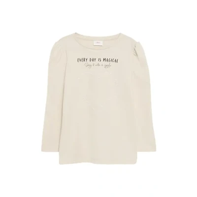 Abbildung von Print Shirt mit Schmucksteinen helles Sand 104/110