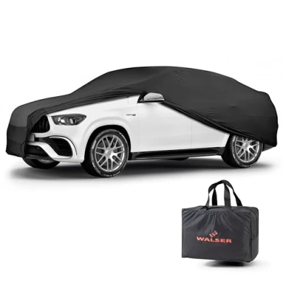 Abbildung von Walser Abdeckung Auto Indoor Stretch, Autoabdeckung Winter, staubdichte Autogarage Abdeckung, Autoplane für Auto, Abdeckplane SUV XL schwarz