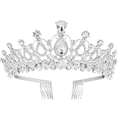 Abbildung von Frcolor Bridal Crystal Stirnband Crown Tiara mit Kamm für die Hochzeit Birthday Party