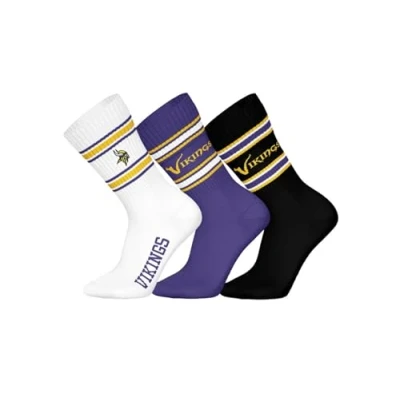 Abbildung von Minnesota Vikings 3pk Crew Socks WHT/PUR/BLK 39/42