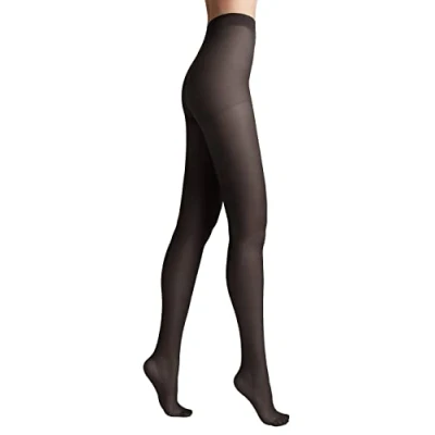 Abbildung von Conte elegant matte Damenstrumpfhose mit Seideneffekt NUANCE 40 DEN verstärkte Feinstrumpfhose Damen Strumpfhose extrem elastisch Farbe Schwarz Größe 4