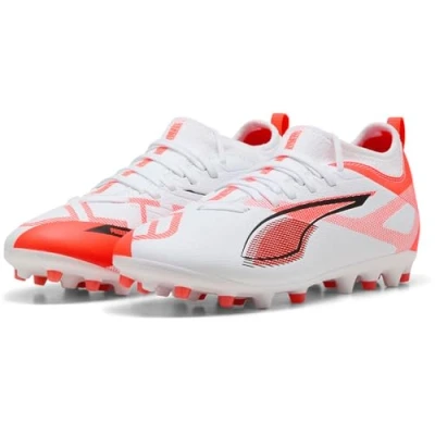 Abbildung von Puma Ultra 5 Match MG JR Unisex Fußballschuh Nocken für Kinder, Größe: 33, White/black/glowing red Schuhe