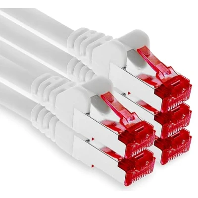 Abbildung von 1aTTack.de 5x 1m CAT6 Patchkabel S/FTP PIMF Schirmung CAT.6 RJ45 Netzwerkkabel Ethernetkabel DSL LAN Router Switch Modem Patchfeld weiß 5 Stück