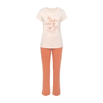 Abbildung von Vivance SET Nachtwäsche Set, Damen, Größe: 32/34, Orange gestreift
