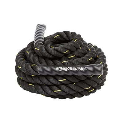Abbildung von Amazon Basics Trainingsseil Battle Rope, 12m x 3,8cm, Schwarz