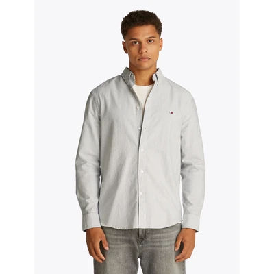 Abbildung von Tommy Jeans SLIM Stripe Shirt Hemd, Herren, Größe: Small, Dark night navy