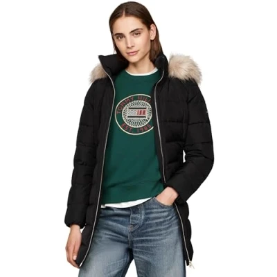 Abbildung von Tommy Hilfiger Heritage TYRA COAT Daunenmantel, Damen, Größe: Large, Black