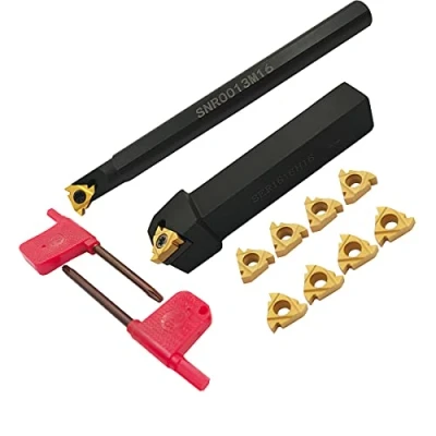 Abbildung von Bohrstange SNR0013M16+SER1616H16 Drehmaschinen Innengewindeeinsätze, Drehwerkzeughalter mit 5 Stück 16ER AG60+5 16IR AG60 Hartmetalldreheinsätzen.
