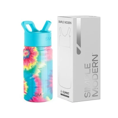 Abbildung von Simple Modern Trinkflasche Kinder mit Strohhalm Sport Isolierte Edelstahl Kindertrinkflasche für Kleinkinder Jungen und Mädchen Summit 415ml Tie Dye