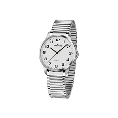 Abbildung von Atrium Damen Armbanduhr Analog Quarz mit Edelstahl Zugband Flexband Silberfarben A37 50