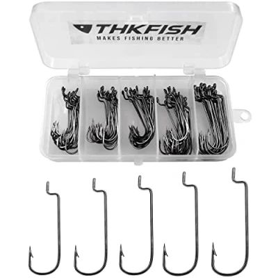 Abbildung von THKFISH 100stk/box Offset Wurm Haken Angelhaken Set Dropshot Gummifisch Jigs Angeln Kit # 2# 1 1/0 2/0 3/0