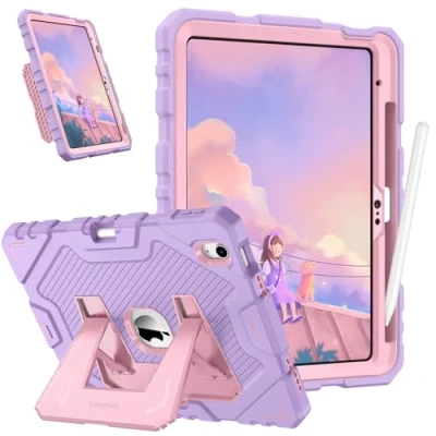 Abbildung von Fintie Kinder Hülle für iPad 10. Generation 10,9 Zoll Tablet (Modell 2022), robuste, stoßfeste Ganzkörper Schutzhülle mit integriertem Ständer Kinder, Lila