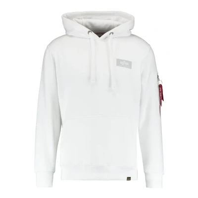 Abbildung von Alpha Industries BACK Print Kapuzenpullover, Herren, Größe: Small, Weiss