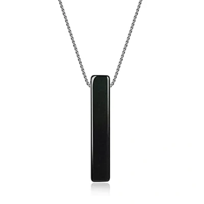 Abbildung von COAI Geschenkideen Unisex Glückskette mit Rechteck Anhänger Edelstahl Halskette Quader 50cm aus Obsidian