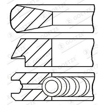 Abbildung von Goetze ENGINE 08 433600 00 Kolbenringsatz 75 Diamond Coated LKZ Ring VOLVO: V50, CITROËN: C3 II, PEUGEOT: 3008 I