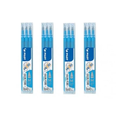 Abbildung von Pilot FriXion Ball Tintenroller 0,7 Ersatzminen Nachfüllminen 4 Set á 3 Stk verschiedene Farben Hellblau