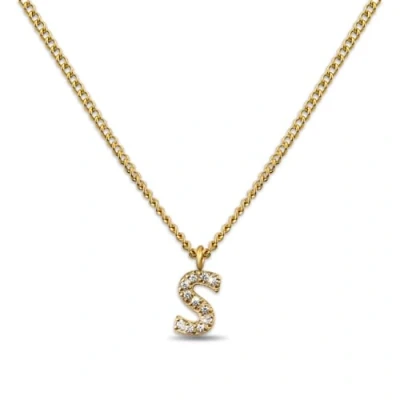 Abbildung von GD GOOD.designs Kette Buchstabe S Gold für Damen I 18K vergoldete Halskette mit Zirkonia Initialien Goldene Edelstahl Buchstabenkette (Buchstabe S)