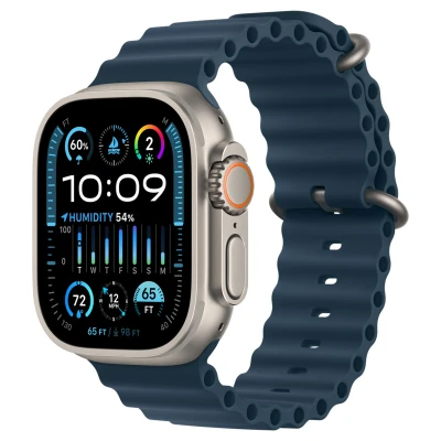 Abbildung von Apple Watch Armband Original Silikon und TPU (weich) Blau Geeignet für Series 1 9 / SE Ultra (2)