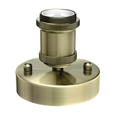 Abbildung von ledscom.de Deckenleuchte/Lampenfassung RETRA, gold matt, 1x E27 max. 60W, Dekoleuchte, Dekolampe, Wandleuchte, Flur, Diele, Antik, Industrie look, Trend, Wandlampe, Deckenlampe, Stahl, Retrofassung