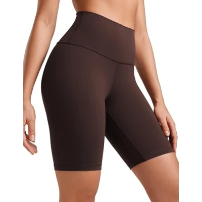 Abbildung von CRZ Yoga Butterluxe Damen Radlerhose Kurze Sporthose High Waist Sommer Shorts Laufshorts Fitness Hose 20cm Heißes Fudge Brown 38