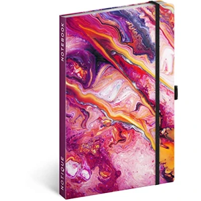 Abbildung von Notizbuch Liniert mit Gummiband 13x21cm ca. A5, Hardcover Notebook, Notizblock, Notizheft, Journal, Tagebuch für Erwachsene, Damen (Marble)