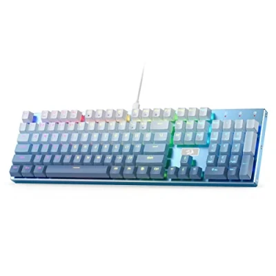 Abbildung von Redragon K556 SE RGB hintergrundbeleuchtete kabelgebundene mechanische Gaming Tastatur, 104 Tasten Sockel, 3,5 mm schallabsorbierende Schaumstoffe, Hot Swap leiser roter Schalter, Farbverlauf Blau