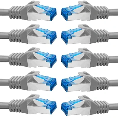 Abbildung von BIGtec 10 Stück 0,25m CAT.7 Gigabit Patchkabel Netzwerkkabel grau Kupferkabel Patch Ethernt LAN DSL Kabel CAT7 (RJ45, Cat 7, S/FTP PIMF) 25cm
