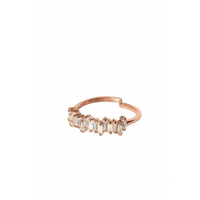 Abbildung von Purelei® Powder Ring (Gold, Silber), Damen Silber 18K vergoldet, Wasserfester mit asymmetrischen Schmucksteinen, größenverstellbar, Geschenk für (M/L, Rosegold)