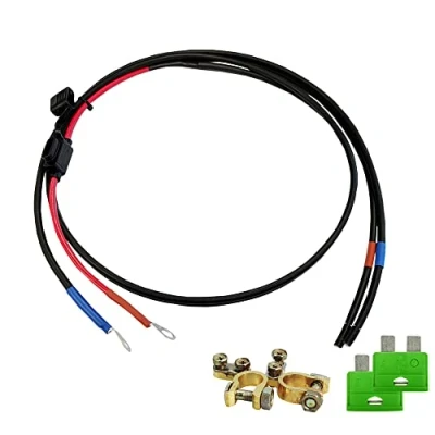 Abbildung von Offgridtec Batteriekabel mit Flachsicherungshalter, 30 A Sicherung und Batteriepolklemmen, 1,5 m, 8 01 001420