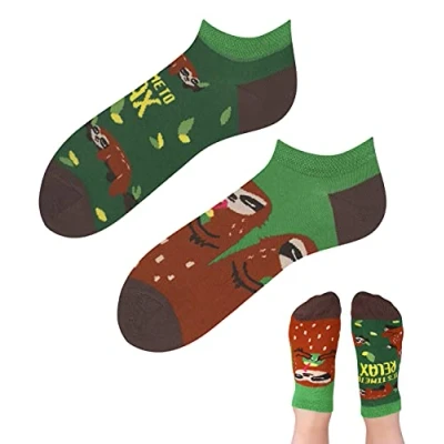 Abbildung von TODO Colours Lustige Socken mit Motiv Mehrfarbige, Bunte, Verrückte für die Lebensfreude (43 46, z LOW Faultier)