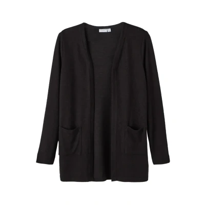 Abbildung von NAME IT Girl&#039;s NKFVICTI LS Knit Card L NOOS Strickjacke, Black, 116