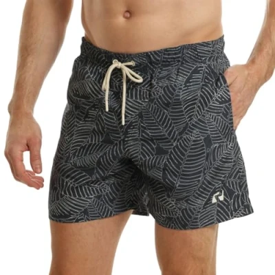 Abbildung von RIPT Herren Essentials Quick Dry UV 50 Sonnenschutz Badehose Badeshorts, Marineblauer Blattdruck, XL