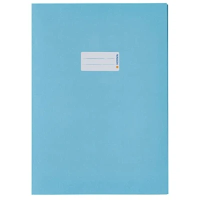 Abbildung von HERMA 7066 Heftumschlag A4 Papier Hellblau, Hefthülle mit Beschriftungsfeld aus extrem kräftigen &amp; satten Farben, Heftschoner für Schulhefte, farbig