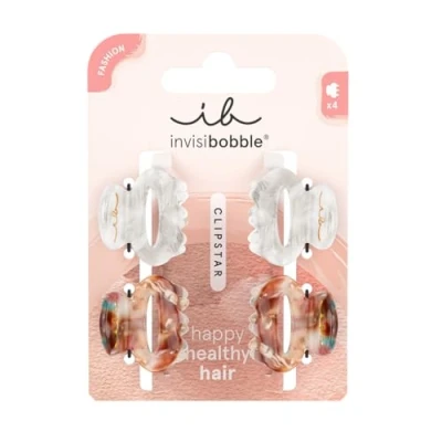 Abbildung von invisibobble CLIPSTAR Petit Bijoux S Hair Clips Set 4 elegante Haarklammern in neutralen Farben Sanfter Halt mit HairLoveTech Stil &amp; Pflege für gesundes Haar