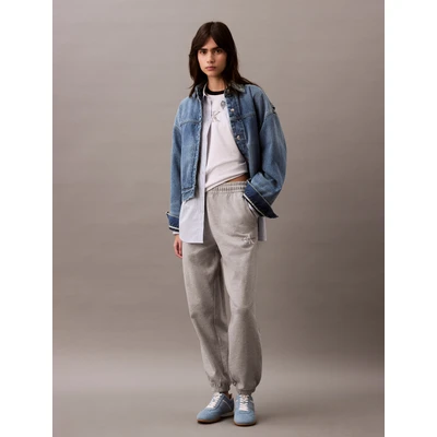 Abbildung von Calvin Klein Jeans Monologo Jogginghose, Damen, Größe: Small, Heroic grey heather