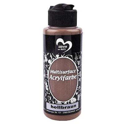Abbildung von Ideen mit Herz Acrylfarbe Multisurface Allzweckfarbe zum Bemalen von Holz, Glas, Polyester, Keramik, Porzellan, Terracotta, Styropor, Leder Universalfarbe auf Wasserbasis 120ml (hellbraun)