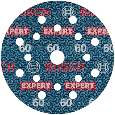 Abbildung von Bosch 50x EXPERT O780 Folienschleifscheibe, 125 mm (für Hartholz, Farbe auf Holz, Ø mm, Körnung 60, Professional Zubehör Exzenterschleifer)
