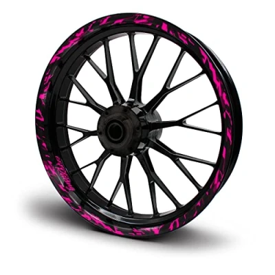 Abbildung von 16 teiliges Set Felgenrandaufkleber Sticker für Motorrad Auto Felgen Future Design Komplett Felgenaufkleber 15&quot; 16&quot; 17&quot; 18&quot; 19 Zoll MR017 (Neon Pink, Glanz)