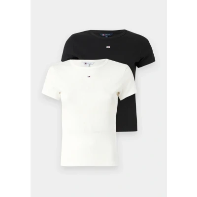 Abbildung von Tommy Jeans Essential 2 PACK Tshirt basic, Damen, Größe: 34, Ecru/black