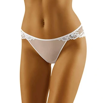 Abbildung von Wolbar Damen Slip Unterhose Spitze Unterwäsche Niedriger Bund Diamond 3518, Weiß,L