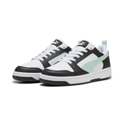 Abbildung von Puma Rebound V6 Unisex Sneaker low, Größe: 48, Black/peaceful blue/white Lederimitat/textil