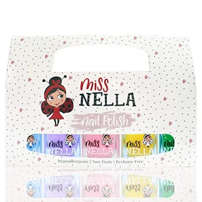 Abbildung von Miss Nella SPRING IT ON Nagellack 5er Set Blau, Lila, Rosa, Gelb &amp; Grün abziehbarer speziell für Kinder, Peel Off Formel, ungiftig, wasserbasiert und geruchsneutral