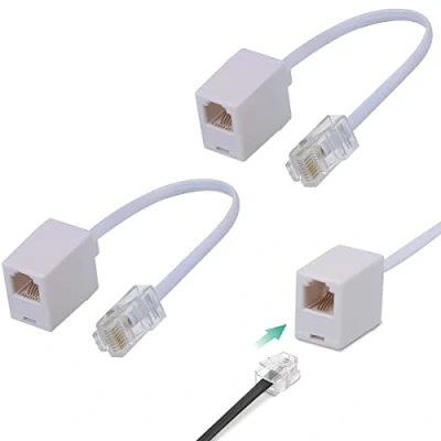 Abbildung von MAOZHOU 2 Stück RJ45 zu RJ11 Adapter,Weiß 8p8c Netzwerkport auf 6p4c Stecker Telefon Kable Adapter,Konverter für Ethernet Festnetz